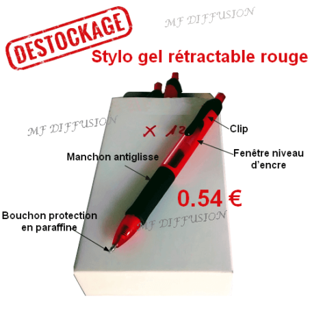 Stylo gel rouge MF DIFFUSION