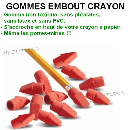 Gommes embout crayon MF DIFFUSION