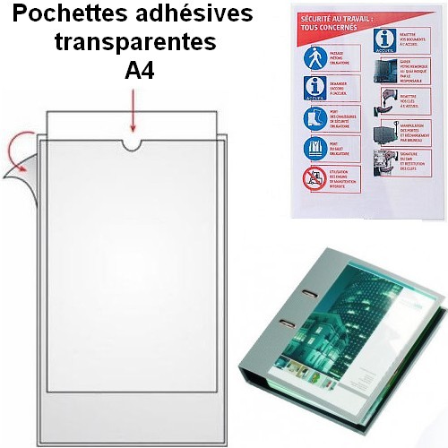 Pochette adhésive en PVC incolore