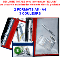 Pochette perforée zip bord couleur